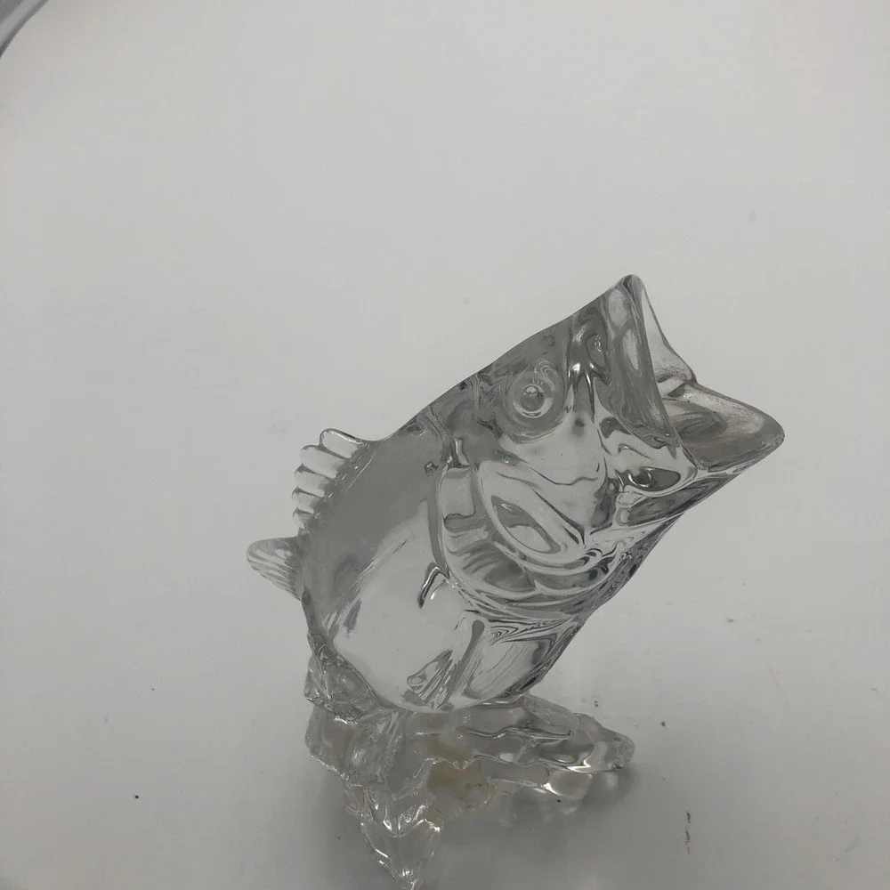 BASS FISH FIGURINE Rare Germany‎ Crystal Wonders of The Wild #989 Princess House